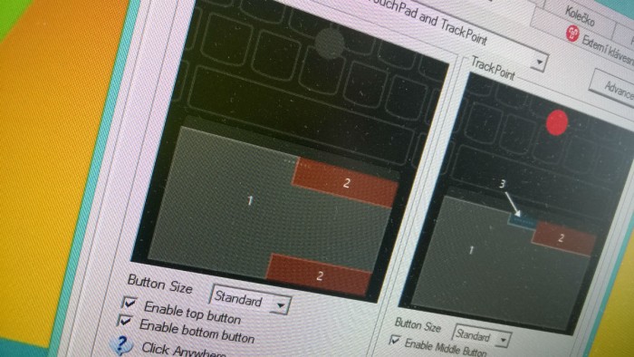 Nové možnosti nastavení zón pro pravé tlačítko u ThinkPadů