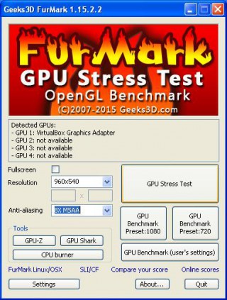 Zde zvolíme položku GPU Stress Test
