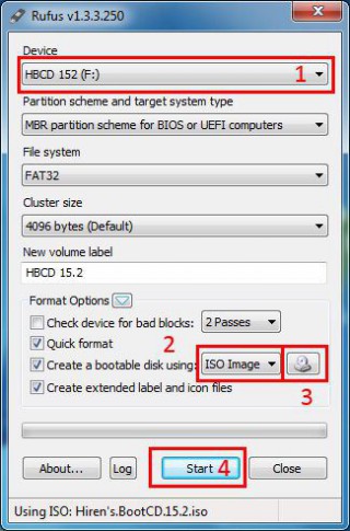 1. umístění vašeho USB 2. volba ISO 3. najítí konrétního ISO 4. startujeme startem :)