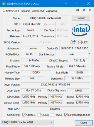 X1 Carbon 6thGen GPU-Z