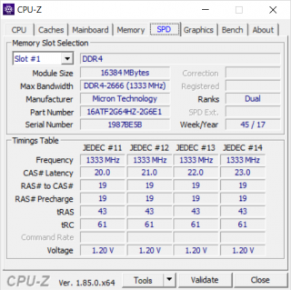 CPU-Z, údaje o RAM.