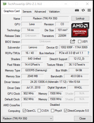 E580 - gpuz AMD