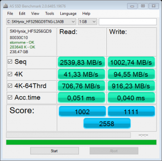 AS SSD Benchmark (MB/s).