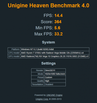 Unigine Heaven Benchmark high (IdeaPad S340-14IKB).