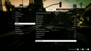 GTA V, nastavení grafiky.