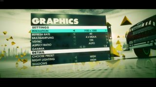 DiRT 3, nastavení grafiky.