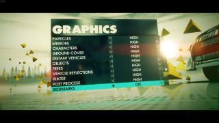 DiRT 3, nastavení grafiky.