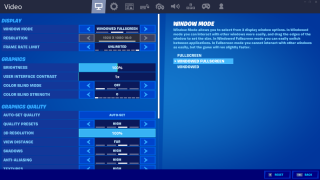 Fortnite, nastavení grafiky.