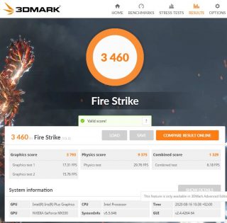 Lenovo IdeaPad Flex 5 14 3Dmark fire