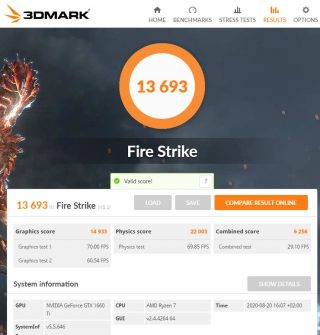 Legion5P Test 3dmarkFrie