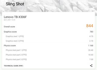 Tab M10 HD 2Gen 3DMark Sling Shot