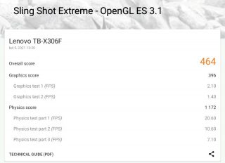 Tab M10 HD 2Gen 3DMark Sling Shot Extreme