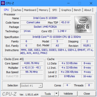ThinkBook 15p IMH CPU-Z