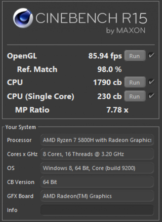 Yoga Slim 7 Pro 14ACH5 Cinebench-R15